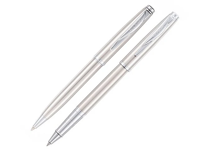 Набор Pierre Cardin коллекция «ПАРА (PEN&PEN)» : ручка шариковая + роллер. Корпус - латунь и хромоникилевое покрытие.Отделка и детали дизайна - сталь, хром. Цвет - серебристый. Упаковка Е.