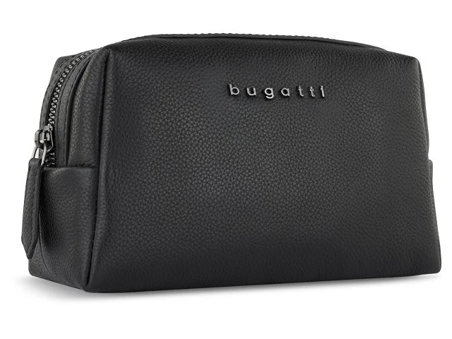 Косметичка BUGATTI БЕЛЛА | BELLA, чёрная, воловья кожа/полиэстер, 19х8,5х11 см