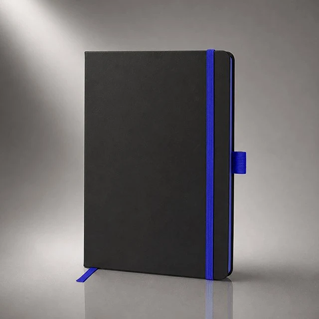 Блокнот "ColorNote Black", твердая обложка A5, 80 листов, черный с синим
