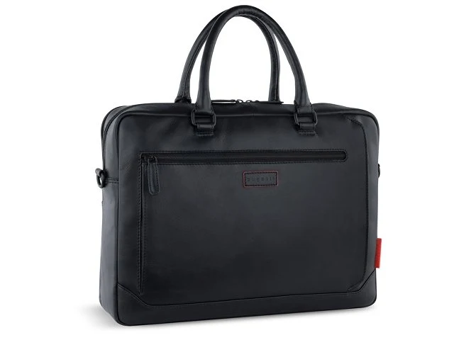 Портфель мужской BUGATTI КЛАРК | CLARK, чёрный, воловья кожа/полиэстер, 40х9,5х29 см, 10 л
