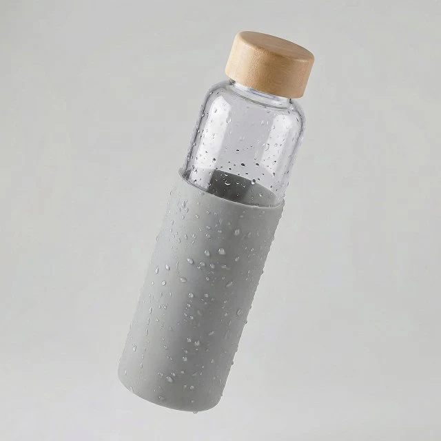Бутылка для воды стеклянная "Refine", в чехле, 550 мл, серый