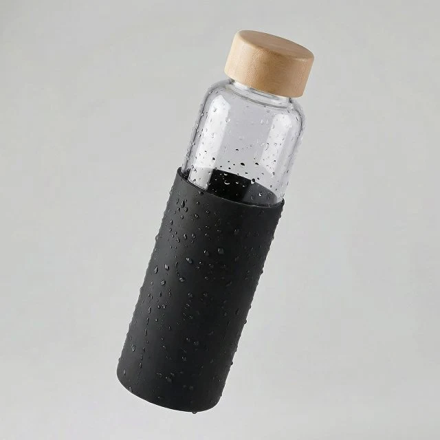 Бутылка для воды стеклянная "Refine", в чехле, 550 мл, черный