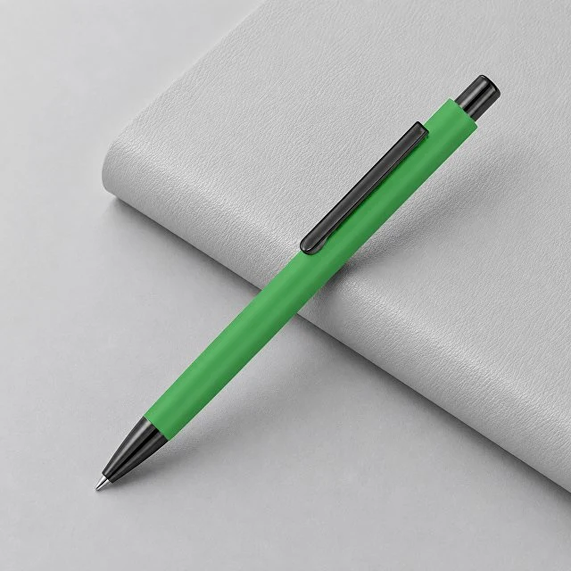 Металлическая шариковая ручка soft touch "Ellipse gum", зеленый