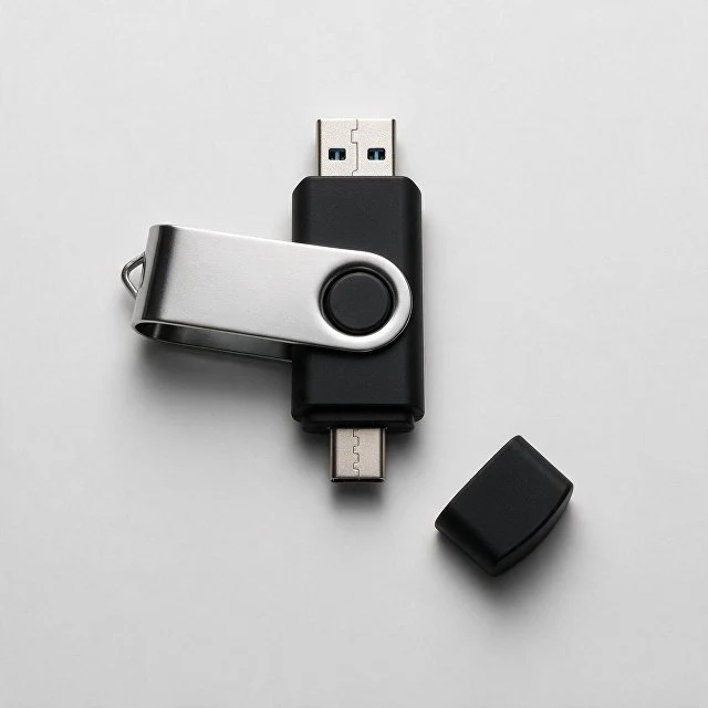 USB3.0/USB Type-C флешка на 32 Гб «Квебек C», черный