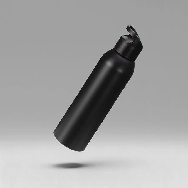 Алюминиевая бутылка для воды с ручкой "Plain Alu", 650 мл, черный