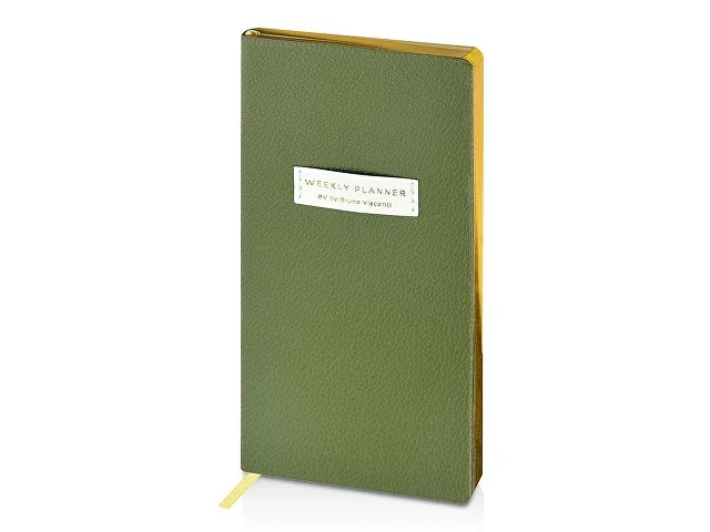 Еженедельник недатированный А6 "Verde" с нашивкой, зеленый