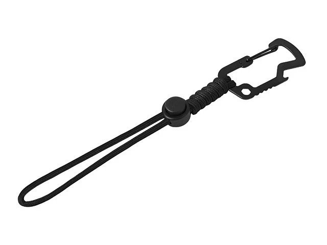 Брелок-шнурок "Spanner" с карабином с открывашкой для бутылок и ключом-шестигранником, черный