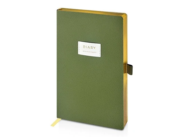 Ежедневник недатированный А5 "Verde" с нашивкой, зеленый