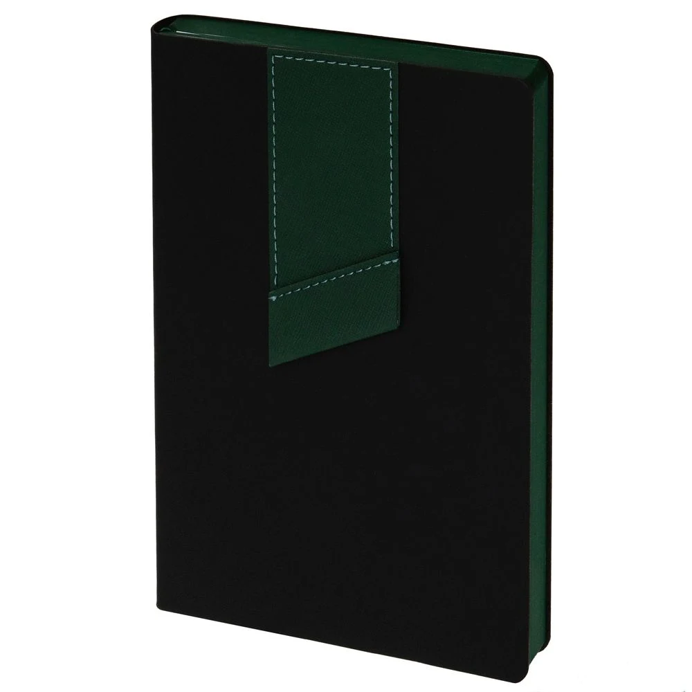 Ежедневник Bookmark, недатированный, черный с зеленым