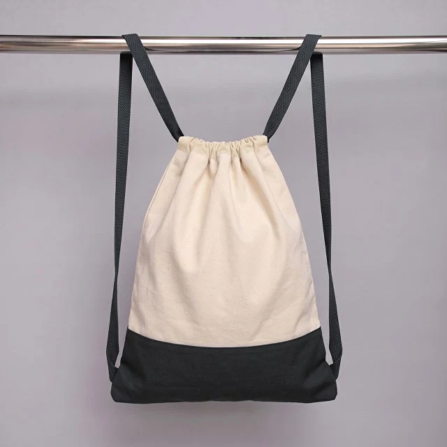 Рюкзак-мешок Cotton из хлопка 170 г, натуральный/черный