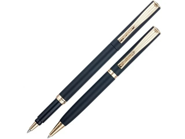 Набор Pierre Cardin коллекция «ПАРА (PEN&PEN)»: ручка шариковая + роллер. Корпус - латунь. Отделка -стальное покрытие. Детали дизайна - позолота. Цвет - черный