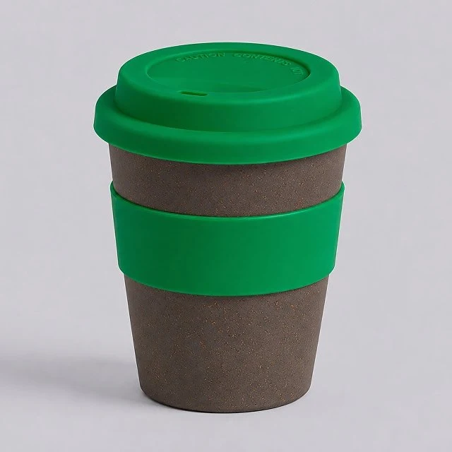 Стакан с силиконовой крышкой "Cafe", зеленый