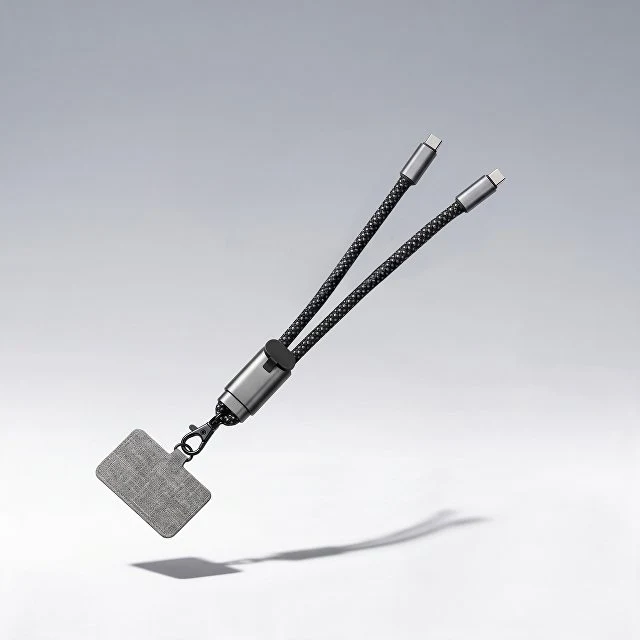 Ремешок-держатель для телефона с зарядным кабелем USB-C - USB-C «Lany Wristband Charge Eco», серый