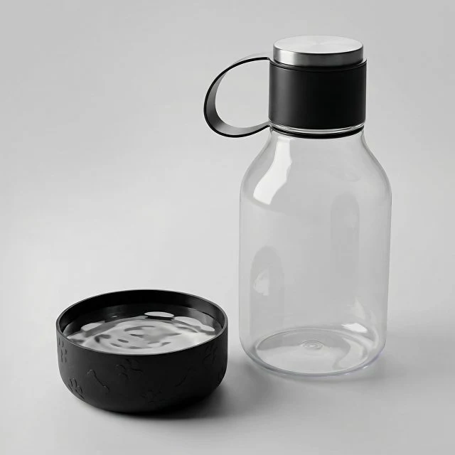 Бутылка для воды 2-в-1 «Dog Bowl Bottle» со съемной миской для питомцев, 1500 мл, черный