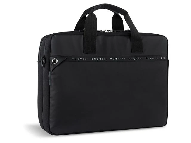 Портфель мужской BUGATTI БЛАНК ОБЛЕГЧЕННАЯ | BLANC DELIGHT, чёрный, нейлон RPET600D/тарпаулин/полиэстер, 40х10х29 см, 10 л