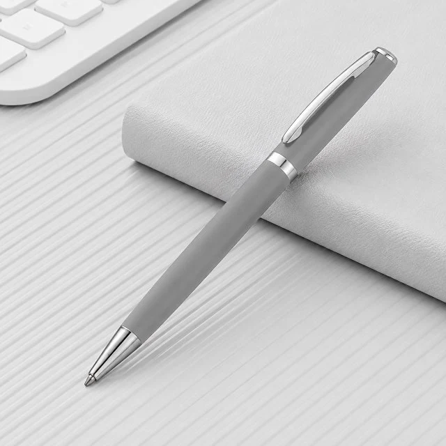 Ручка металлическая шариковая «Flow» soft-touch, светло-серый/серебристый