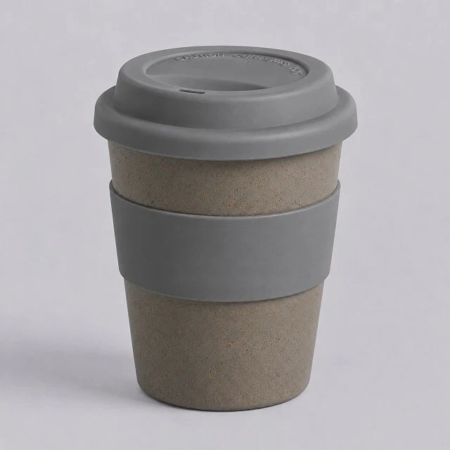 Стакан с силиконовой крышкой "Cafe", серый