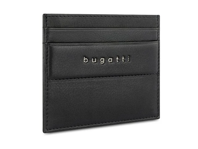 Портмоне для кредитных карт BUGATTI НОМ | NOME, с защитой данных RFID, черное, натуральная воловья кожа, 10,2х0,3х8,2 см