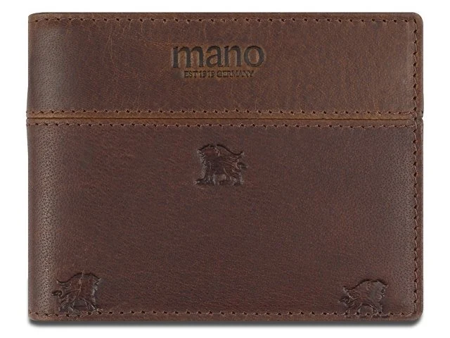 Портмоне Mano "Don Leon", натуральная кожа в коричневом цвете, 11 х 8,6 см