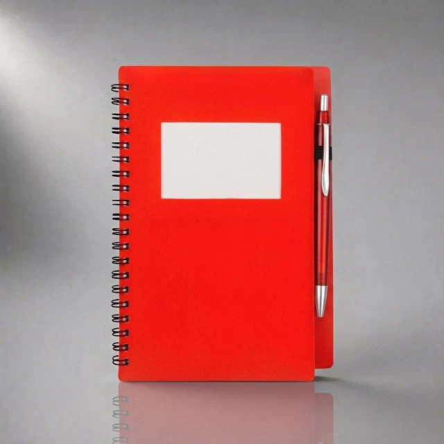 Блокнот "Контакт" с ручкой, красный