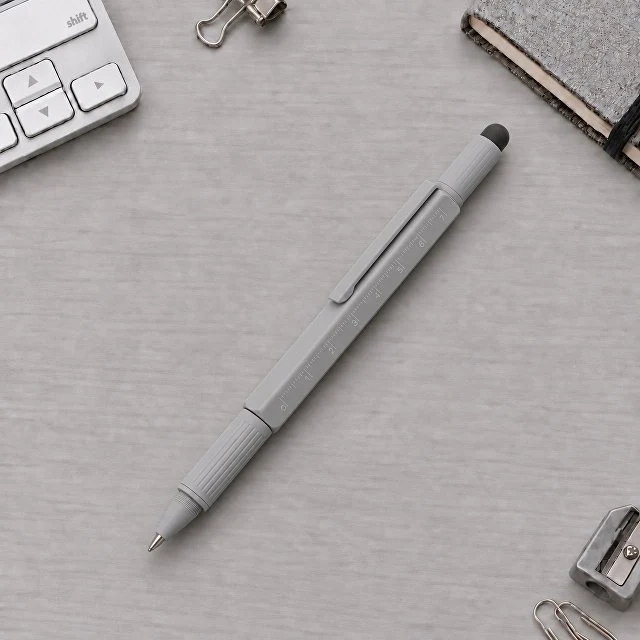 Ручка шариковая металлическая "Tool", серый. Встроенный уровень, мини отвертка, стилус