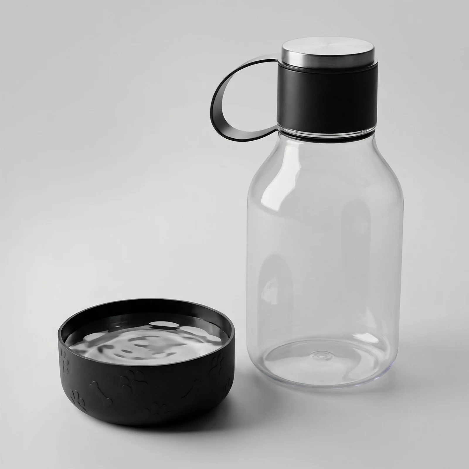 Бутылка для воды 2-в-1 «Dog Bowl Bottle» со съемной миской для питомцев, 1500 мл, черный