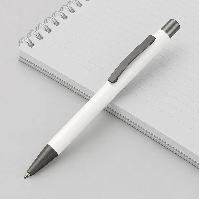 Ручка металлическая soft touch шариковая «Tender», белый/серый