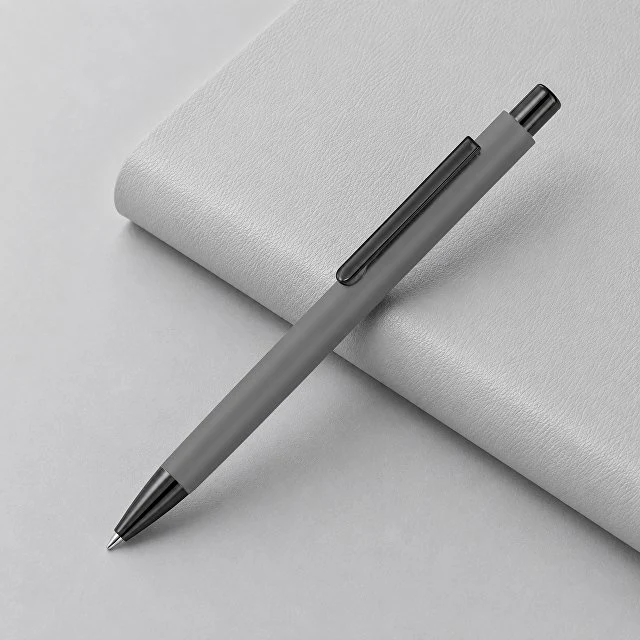 Металлическая шариковая ручка soft touch "Ellipse gum", серый