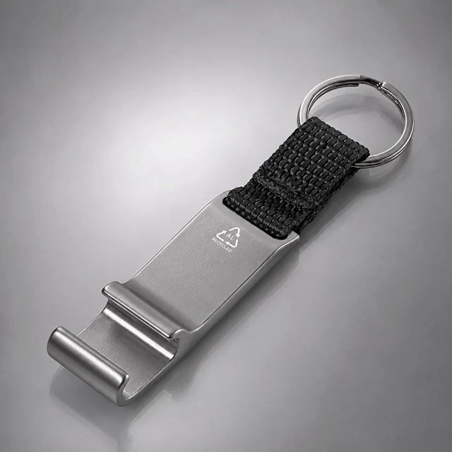 Брелок с подставкой для телефона из переработанного алюминия "Лао", серебристый