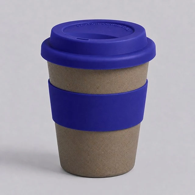 Стакан с силиконовой крышкой "Cafe", темно-синий