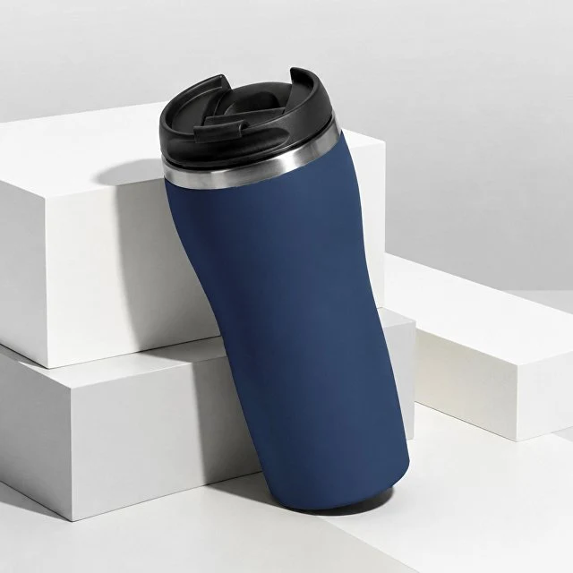 Термокружка "Double wall mug C1", soft touch, 350 мл, темно-синий