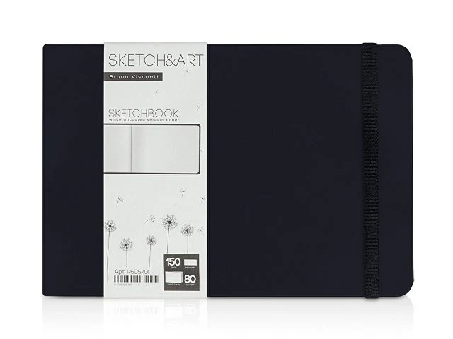 Скетчбук "Sketch & Art" в твердом переплете 213х146 мм, 80 л. белой бумаги 150 г/м2, черный