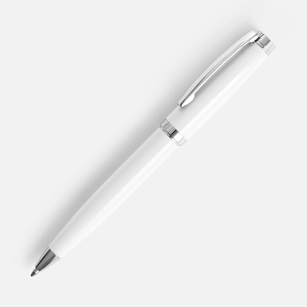 Ручка шариковая Letra Chrome, глянцевая, белая