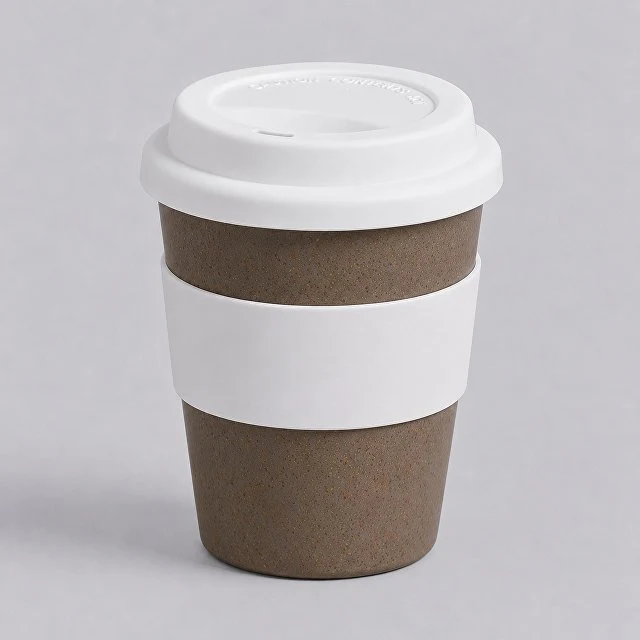 Стакан с силиконовой крышкой "Cafe", белый