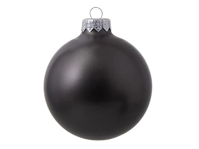 Стеклянный елочный шар "Christmas bauble", черный металлик, с серебристым колпачком в черной коробке