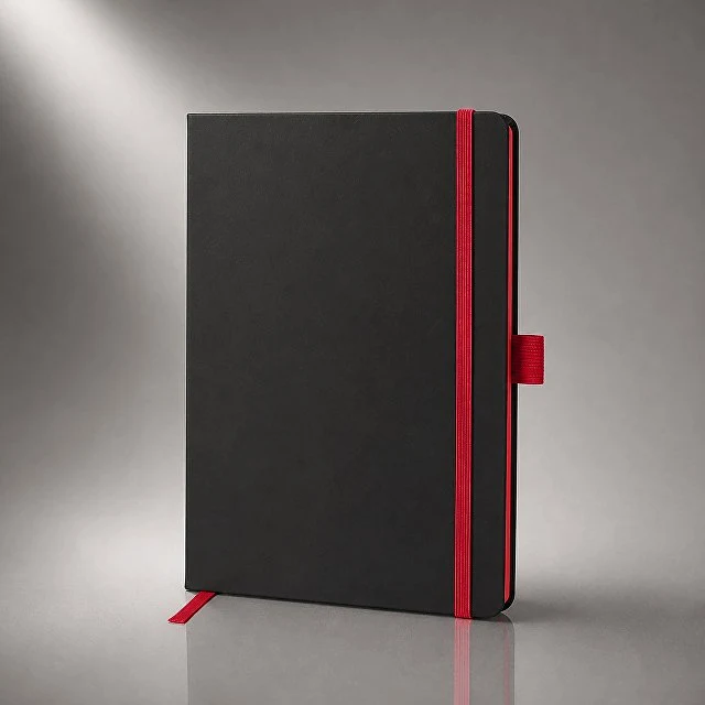 Блокнот "ColorNote Black", твердая обложка A5, 80 листов, черный с красным (Р)