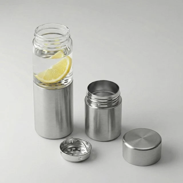 Бутылка для воды FLAVOUR U SEE, 460 мл, серебристый