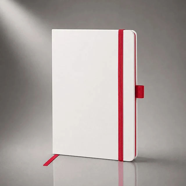 Блокнот "ColorNote White", твердая обложка A5, 80 листов, белый с красным