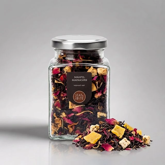 Чай черный, серия "Bouquet", манго-маракуйя, стеклянная банка (Р)