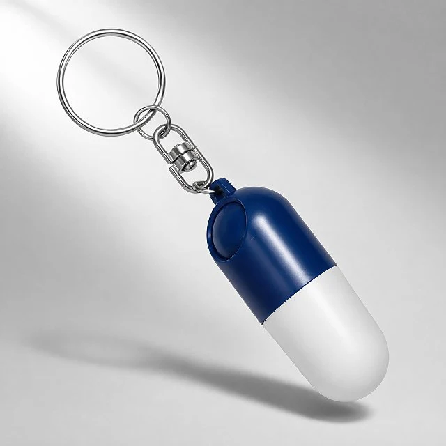 Таблетница в форме брелка "Capsule", белый/синий