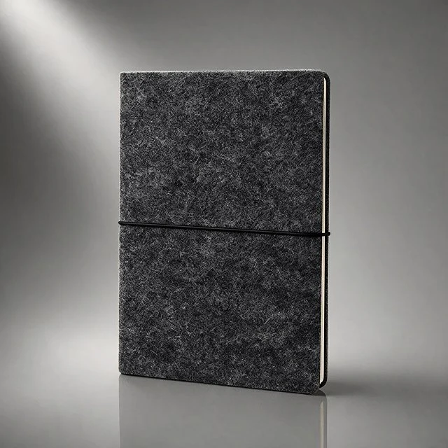 Блокнот из RPET-фетра А5 "Felt", гибкая обложка, 80 листов 70 гр/м2 белой бумаги, темно-серый