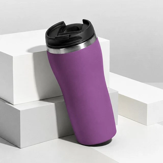 Термокружка "Double wall mug C1", soft touch, 350 мл, фиолетовый