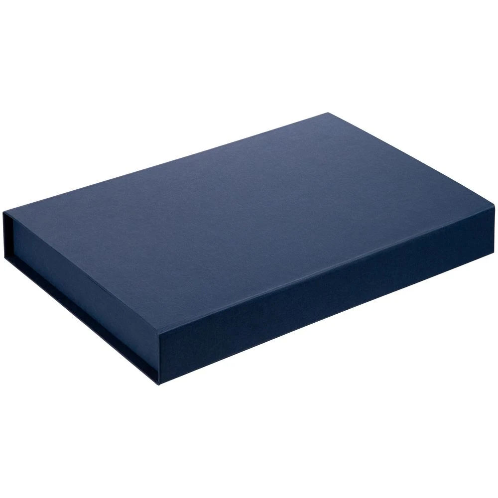 Коробка Silk с ложементом под ежедневник 13x21 см, флешку и ручку, ver. 2, темно-синяя