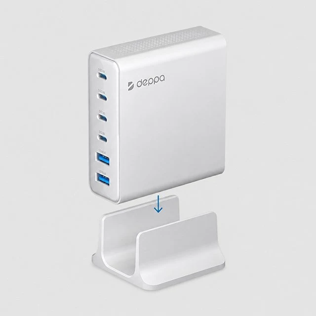 Зарядная станция 4xUSB Type-C, 2xUSB, PD, QC, 160Вт, белый, Deppa