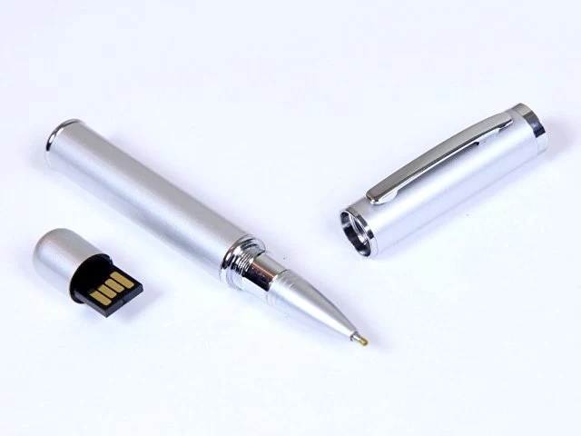 USB-флешка на 64 ГБ в виде ручки с мини чипом, серебро