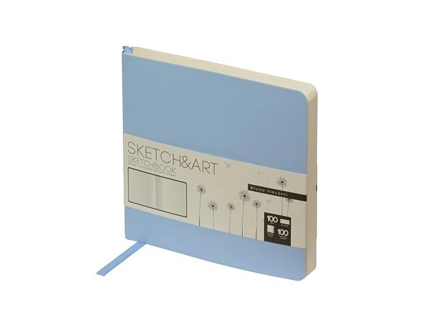 Скетчбук "Sketch & Art" в мягком переплете 145х145 мм, 100 л. бежевой бумаги 100 гр., голубой