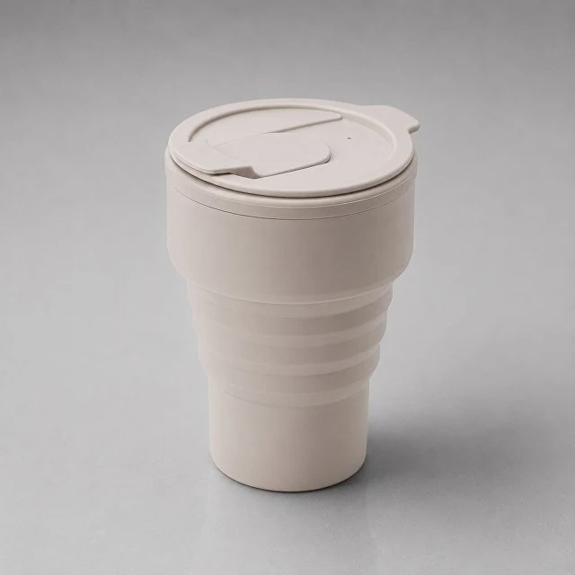 Силиконовый складной стакан "GoCup", бежевый