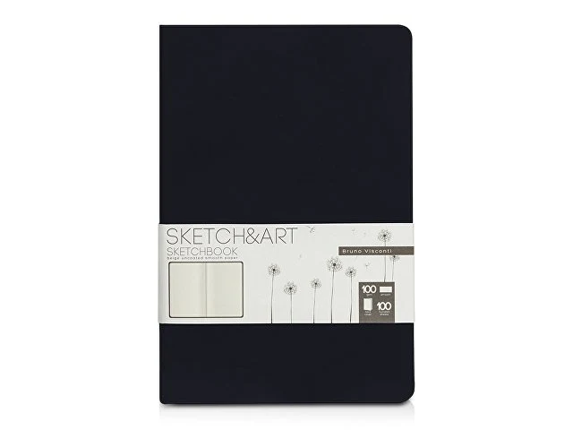 Скетчбук "Sketch & Art" в твердом переплете 143х216 мм, 100 л. черной бумаги 100 г/м2, черный