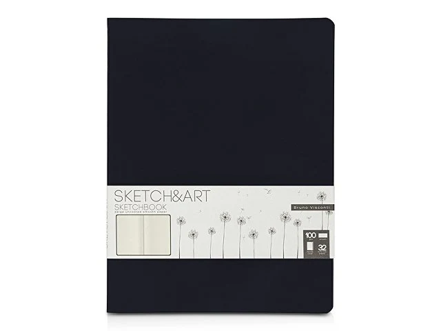 Скетчбук "Sketch & Art" в мягком переплете 178х230 мм, 32 л. бежевой бумаги 100 г/м2, черный
