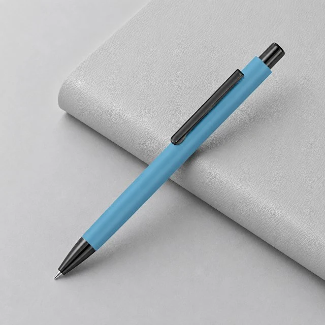 Металлическая шариковая ручка soft touch "Ellipse gum", голубой